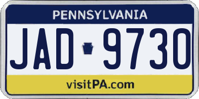 PA license plate JAD9730
