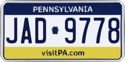 PA license plate JAD9778