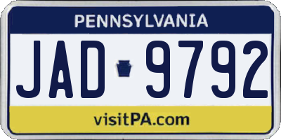 PA license plate JAD9792