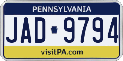 PA license plate JAD9794