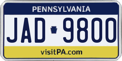 PA license plate JAD9800
