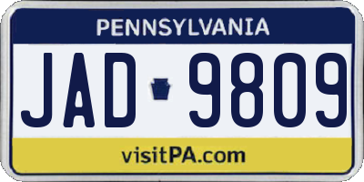 PA license plate JAD9809