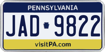 PA license plate JAD9822