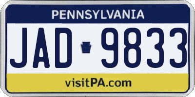 PA license plate JAD9833