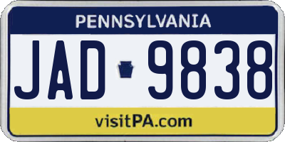 PA license plate JAD9838
