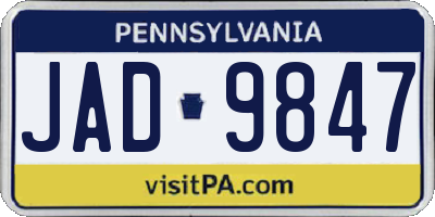 PA license plate JAD9847