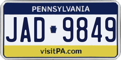 PA license plate JAD9849