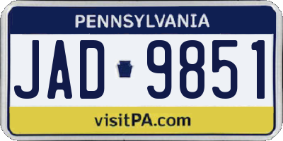 PA license plate JAD9851