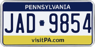 PA license plate JAD9854
