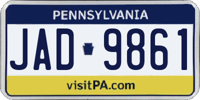 PA license plate JAD9861