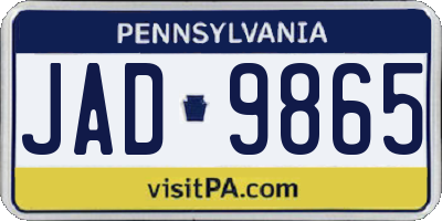 PA license plate JAD9865