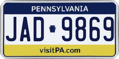 PA license plate JAD9869