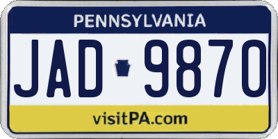PA license plate JAD9870