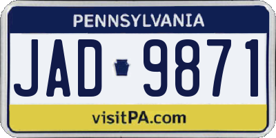 PA license plate JAD9871