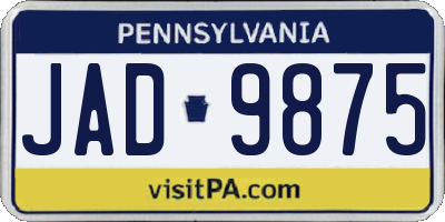 PA license plate JAD9875
