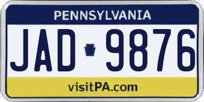 PA license plate JAD9876