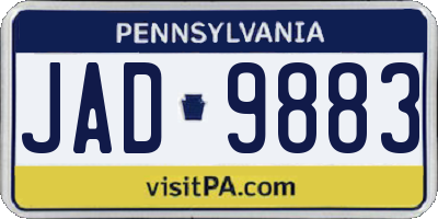 PA license plate JAD9883