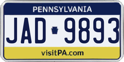 PA license plate JAD9893