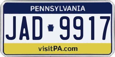 PA license plate JAD9917