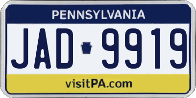 PA license plate JAD9919