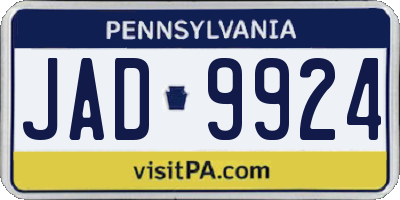 PA license plate JAD9924