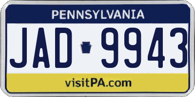 PA license plate JAD9943