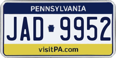 PA license plate JAD9952