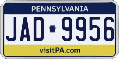 PA license plate JAD9956