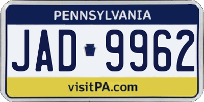 PA license plate JAD9962