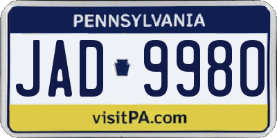 PA license plate JAD9980