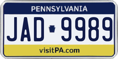 PA license plate JAD9989