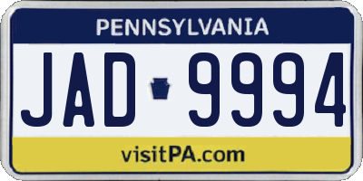 PA license plate JAD9994