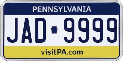 PA license plate JAD9999