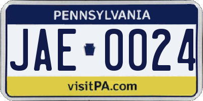 PA license plate JAE0024