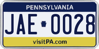 PA license plate JAE0028