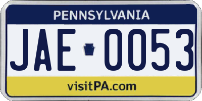 PA license plate JAE0053