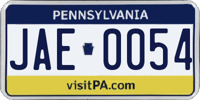 PA license plate JAE0054