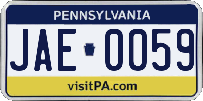 PA license plate JAE0059