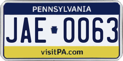 PA license plate JAE0063