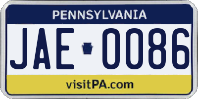 PA license plate JAE0086