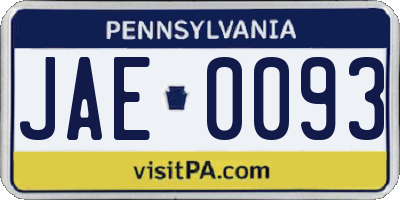 PA license plate JAE0093