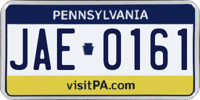 PA license plate JAE0161