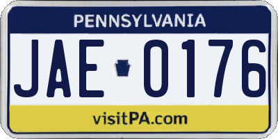 PA license plate JAE0176