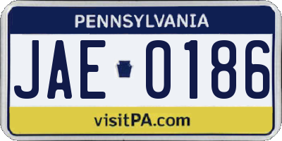 PA license plate JAE0186