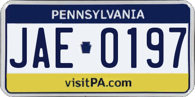PA license plate JAE0197
