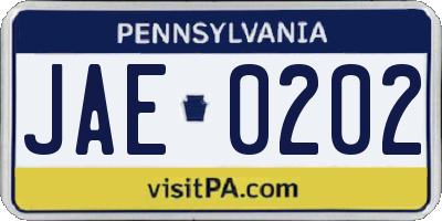 PA license plate JAE0202