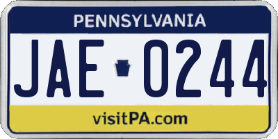 PA license plate JAE0244