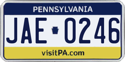 PA license plate JAE0246