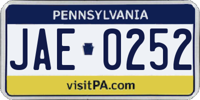 PA license plate JAE0252