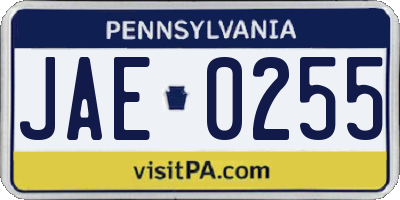 PA license plate JAE0255